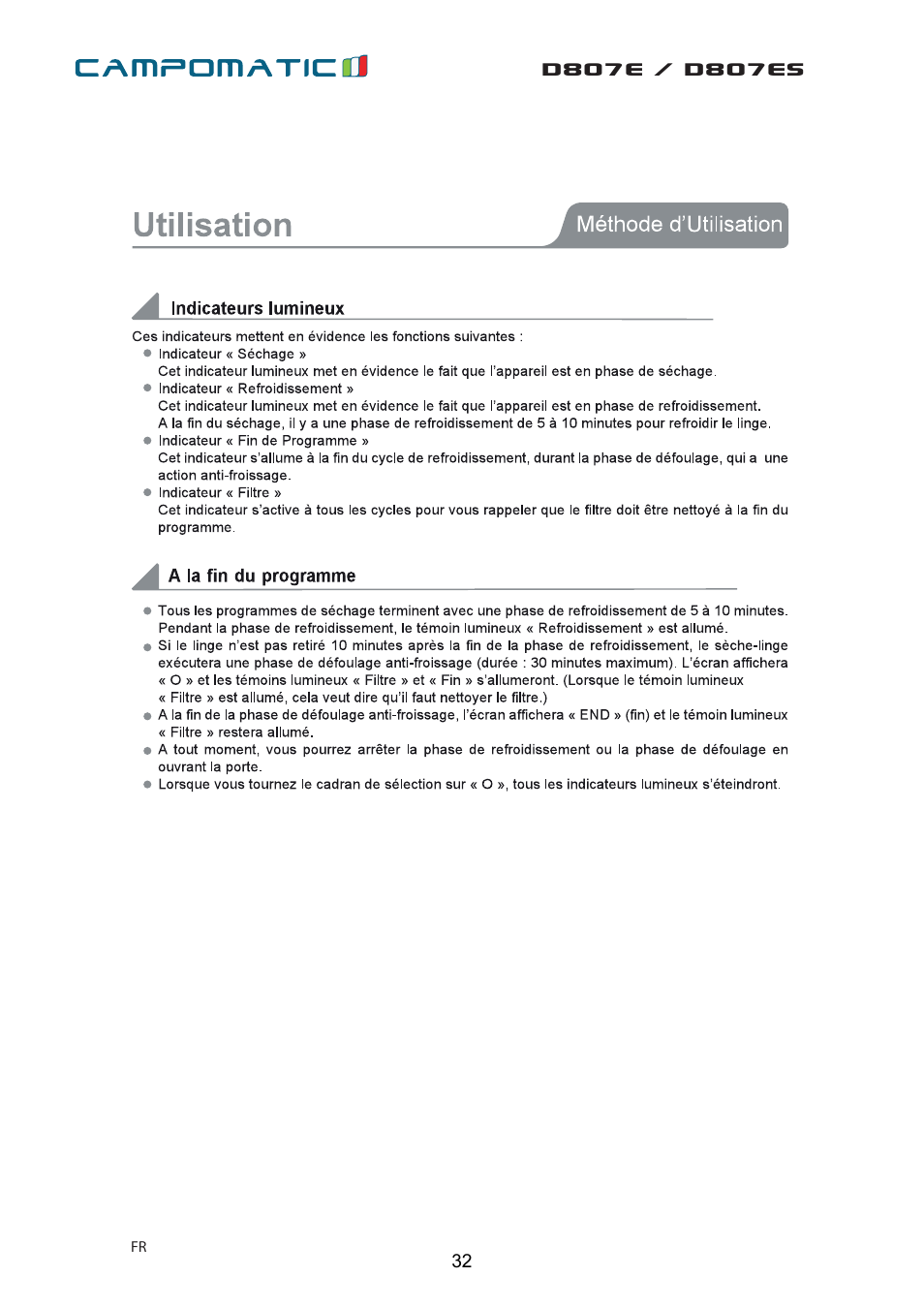 Campomatic D807E User Manual | Page 32 / 45