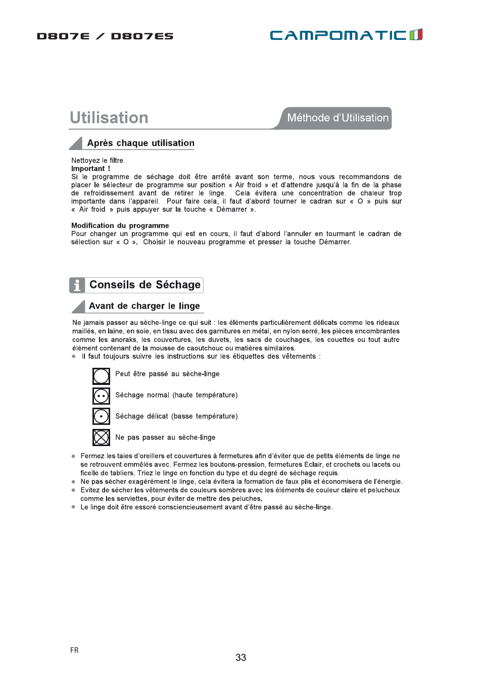 Campomatic D807E User Manual | Page 33 / 45