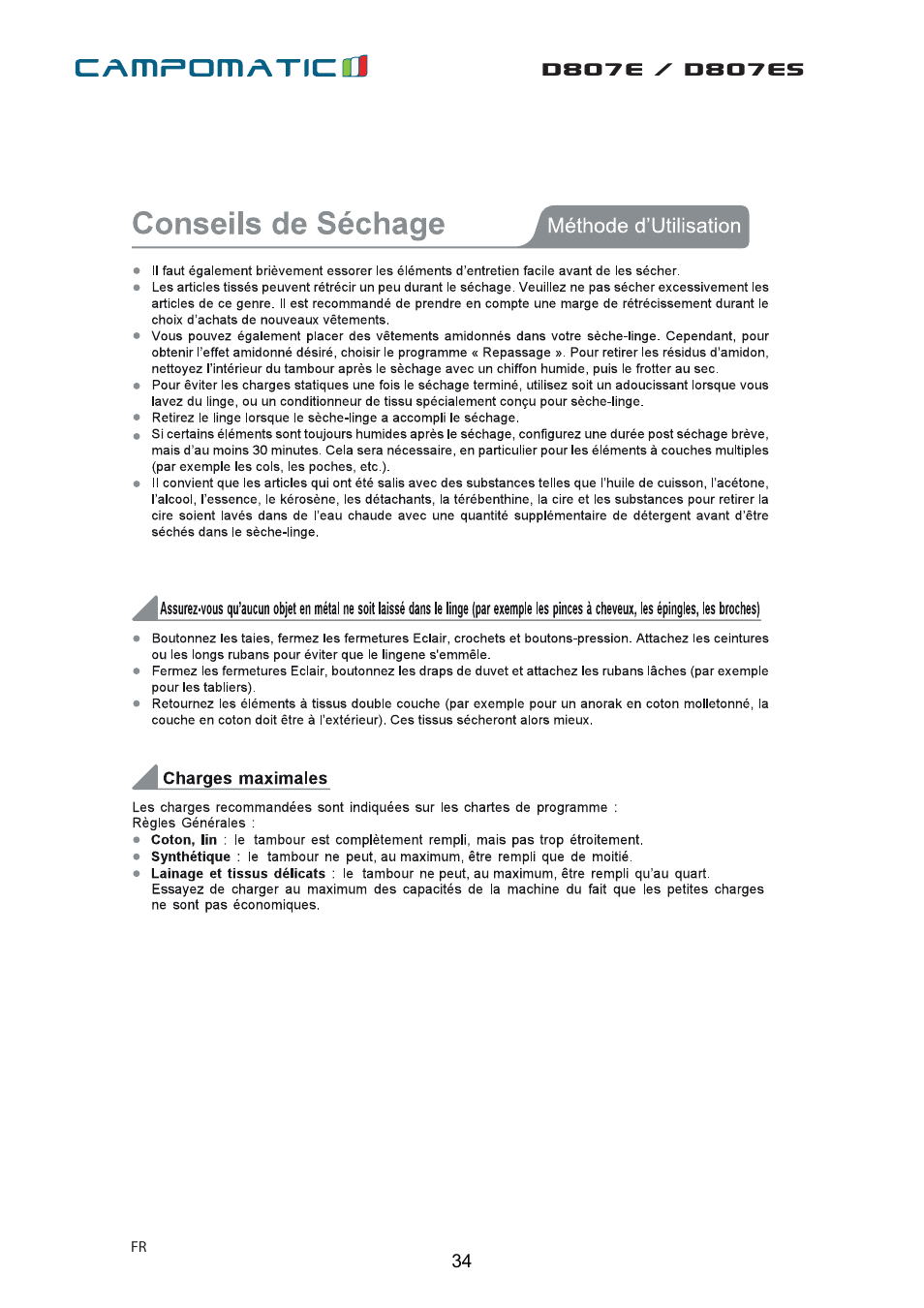 Campomatic D807E User Manual | Page 34 / 45