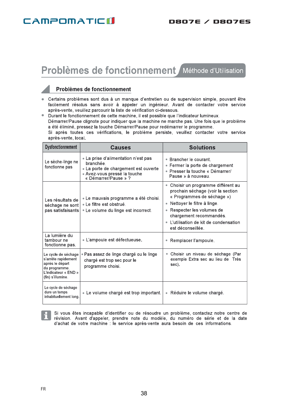 Campomatic D807E User Manual | Page 38 / 45