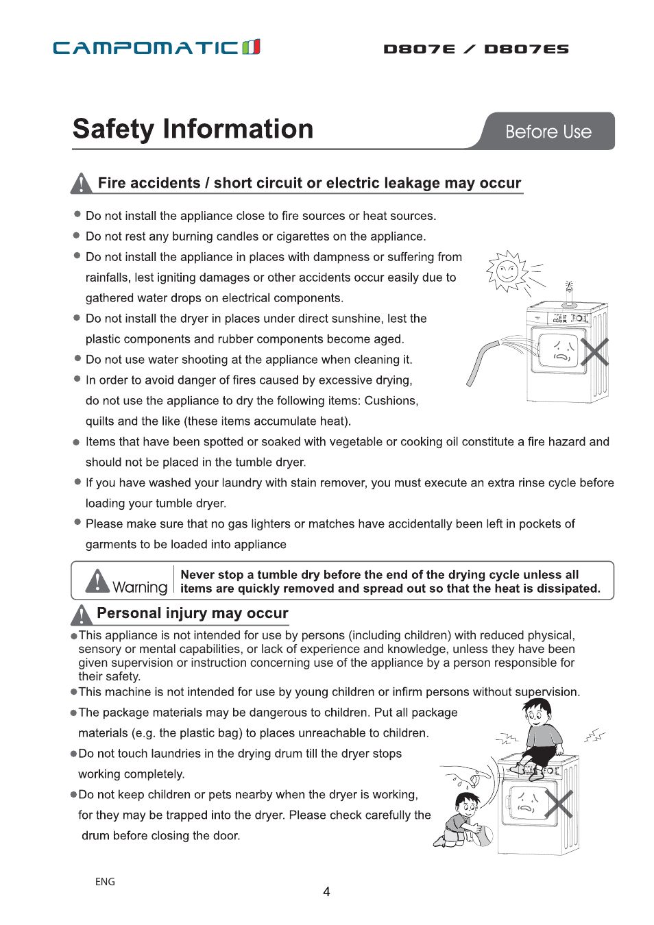 Campomatic D807E User Manual | Page 4 / 45