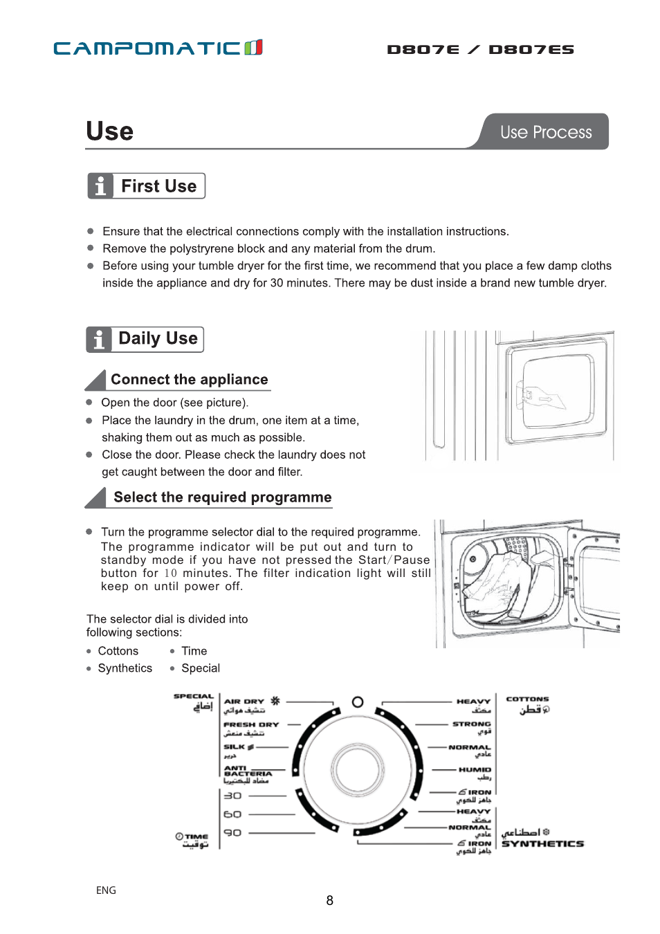 Campomatic D807E User Manual | Page 8 / 45