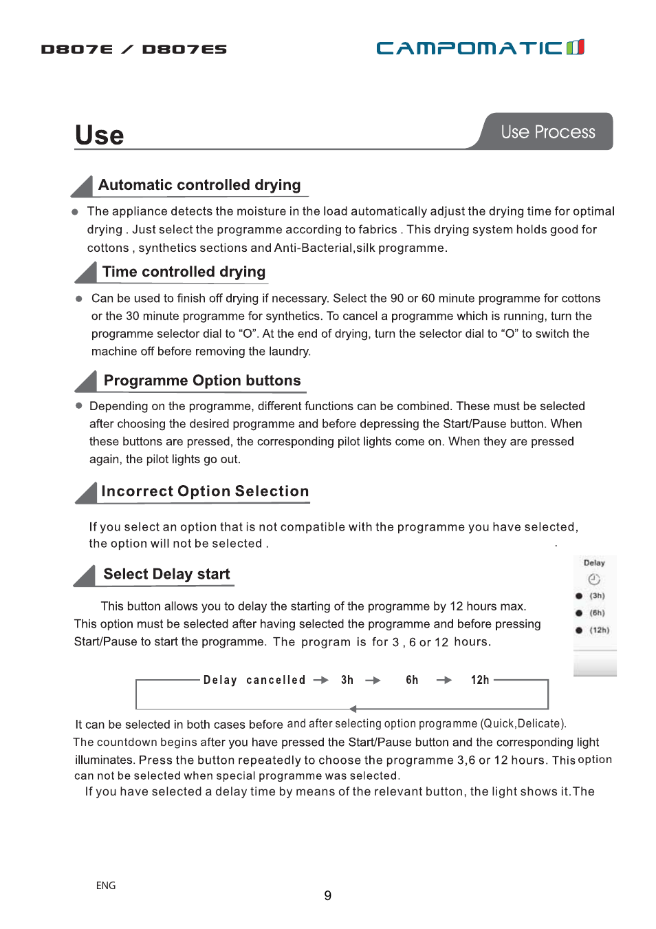 Campomatic D807E User Manual | Page 9 / 45