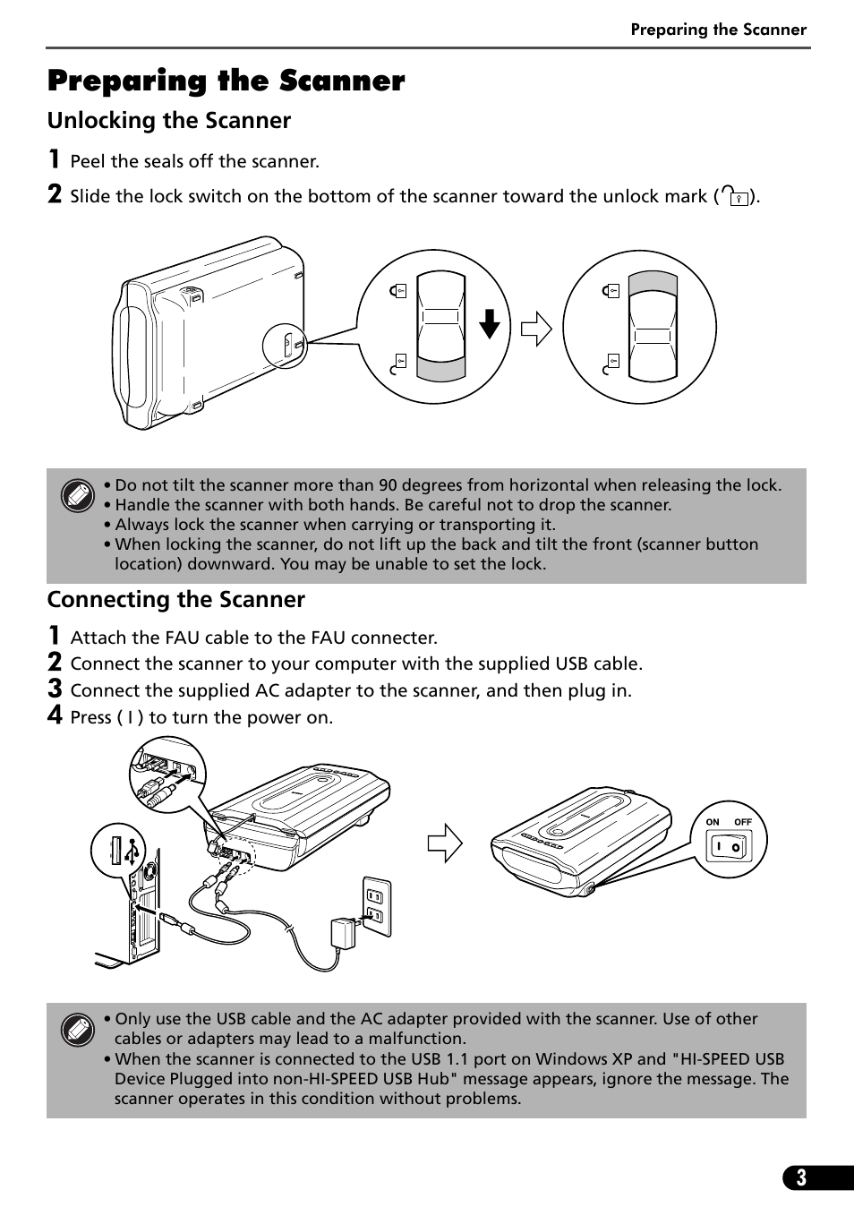 Preparing the scanner | Canon K10294 User Manual | Page 5 / 12