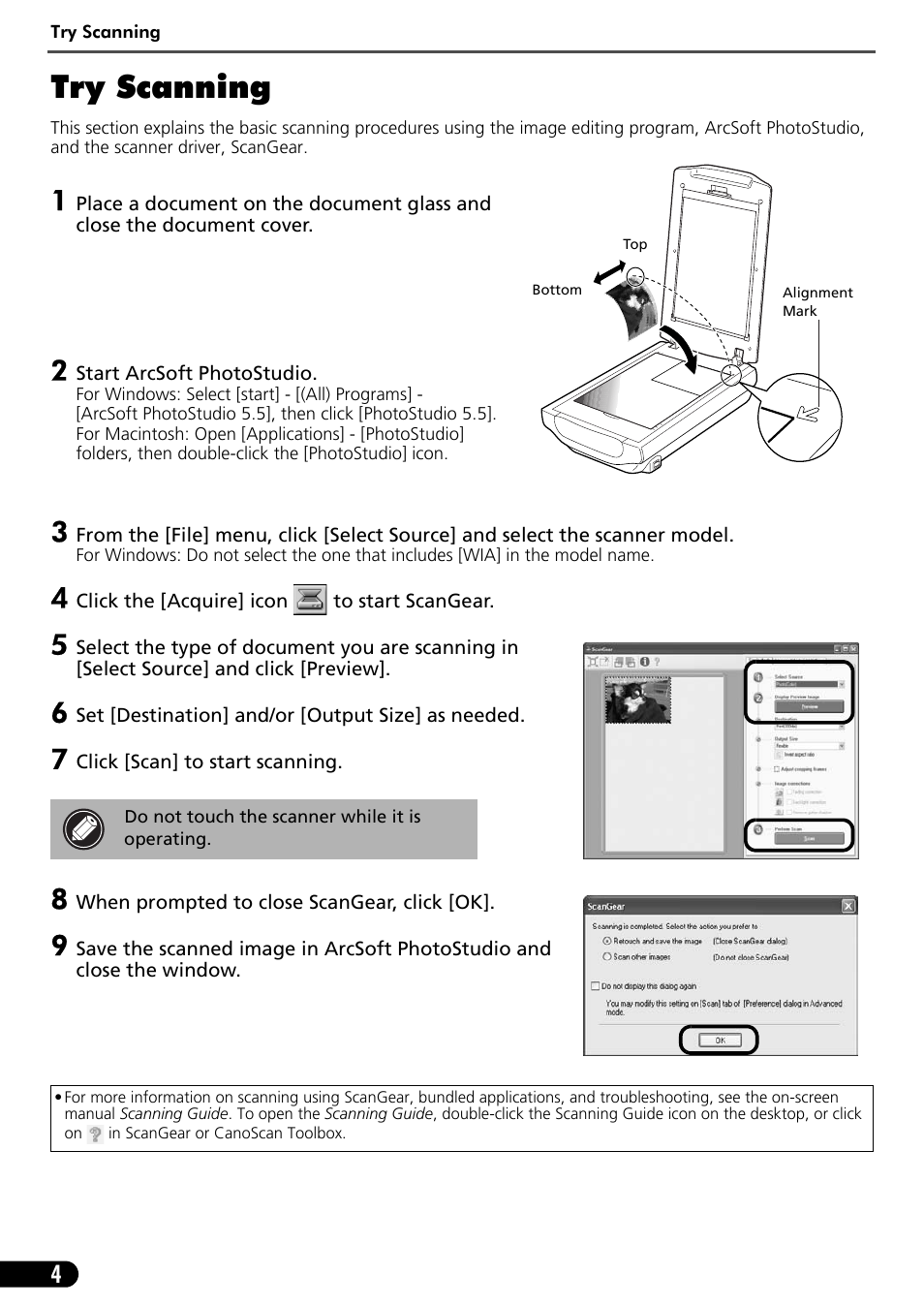 Try scanning | Canon K10294 User Manual | Page 6 / 12