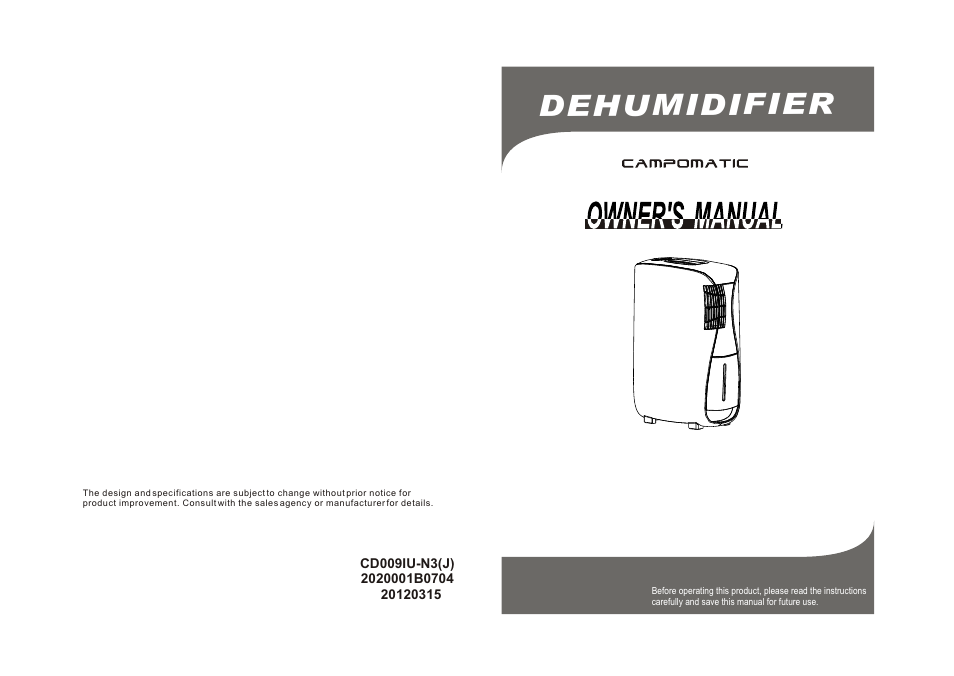 Campomatic DH20M User Manual | 6 pages