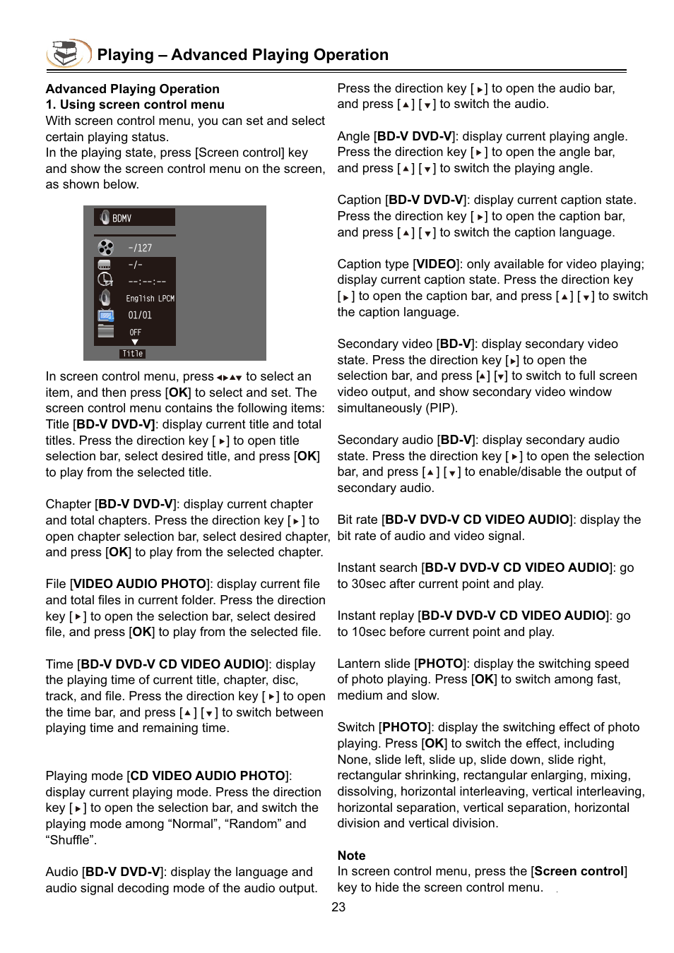 Playing – advanced playing operation | Campomatic DVD5030B User Manual | Page 25 / 34