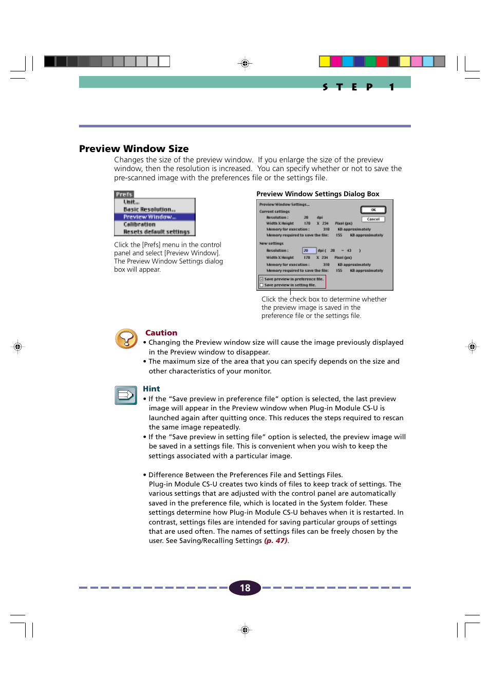 Preview window size, P. 18 | Canon FB630U/FB636U User Manual | Page 18 / 62