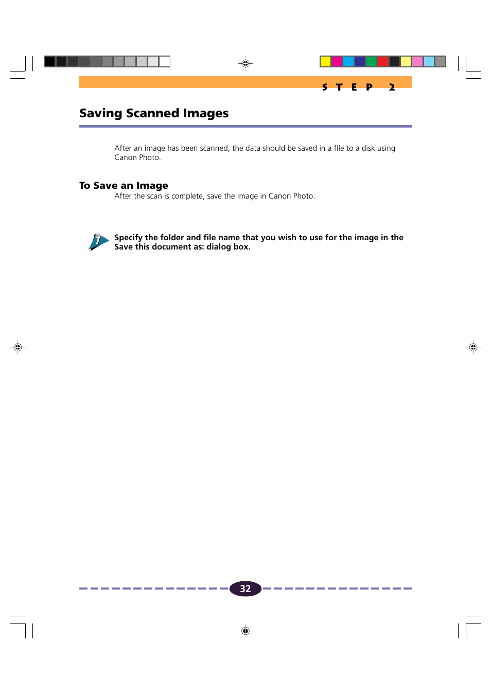 Saving scanned images, P. 32, Save the scanned image | Save an image file, see saving scanned images, P. 32) | Canon FB630U/FB636U User Manual | Page 32 / 62