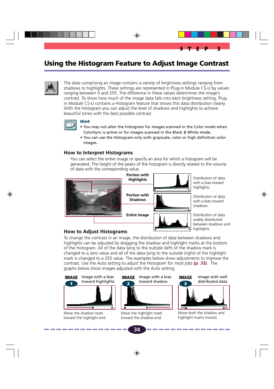 Histogram button, P. 34 | Canon FB630U/FB636U User Manual | Page 34 / 62