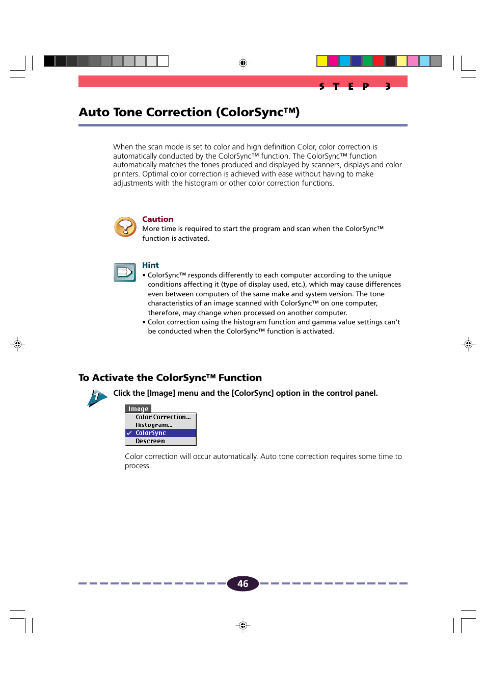 Auto tone correction (colorsync), P. 46, Auto tone correction (colorsync™) | Canon FB630U/FB636U User Manual | Page 46 / 62