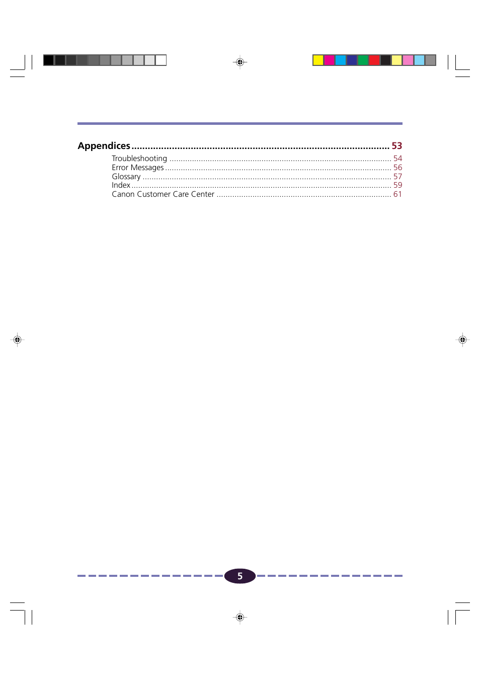 5appendices | Canon FB630U/FB636U User Manual | Page 5 / 62