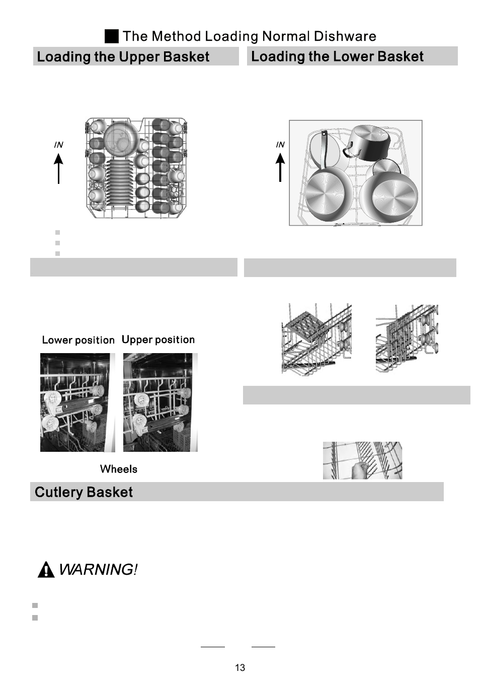 Folding spikes of lower basket, Adjusting the upper basket, Folding back the cup shelives | Campomatic DW911ES User Manual | Page 15 / 99