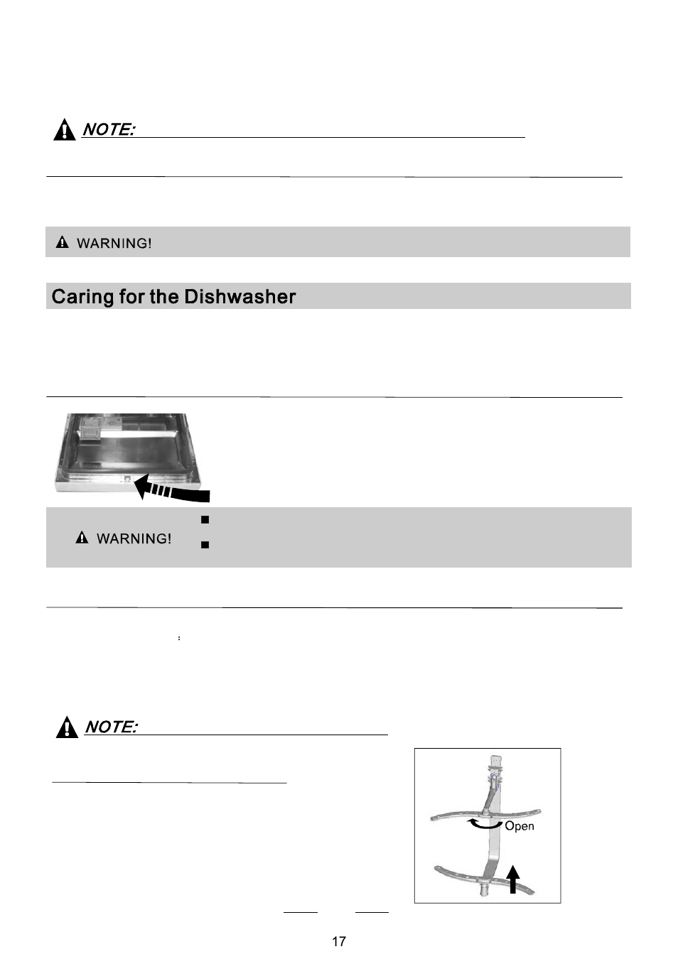 Protect against freezing, Cleaning the filter cleaning the door, Cleaning the spray arms | Remarks | Campomatic DW911ES User Manual | Page 19 / 99