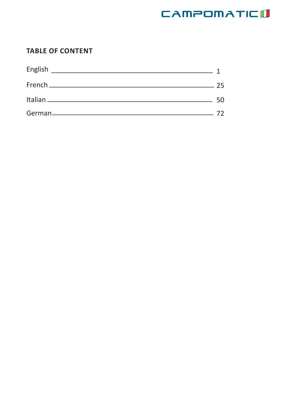 Campomatic DW911ES User Manual | Page 2 / 99