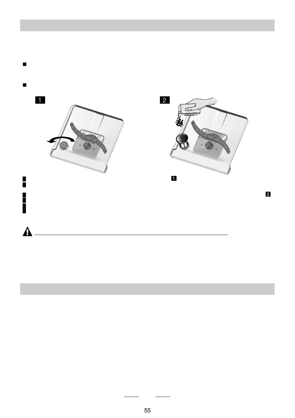 B. riempimento del serbatoio del sale, Nota, C.riempire il distributore del brillantante | Campomatic DW911ES User Manual | Page 57 / 99