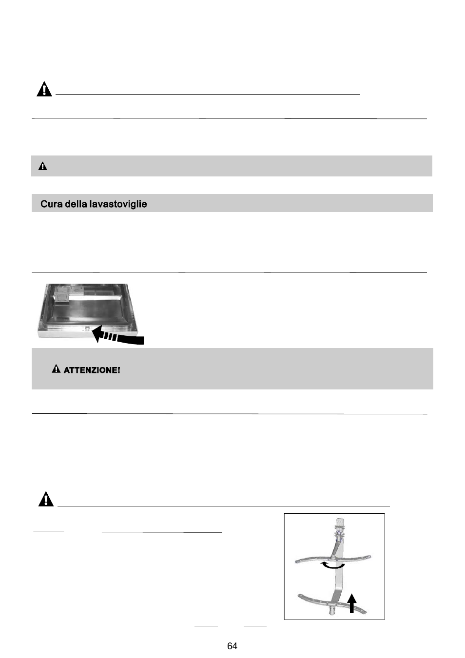 Protezione dal gelo, Pulizia dei bracci spruzzatori | Campomatic DW911ES User Manual | Page 66 / 99