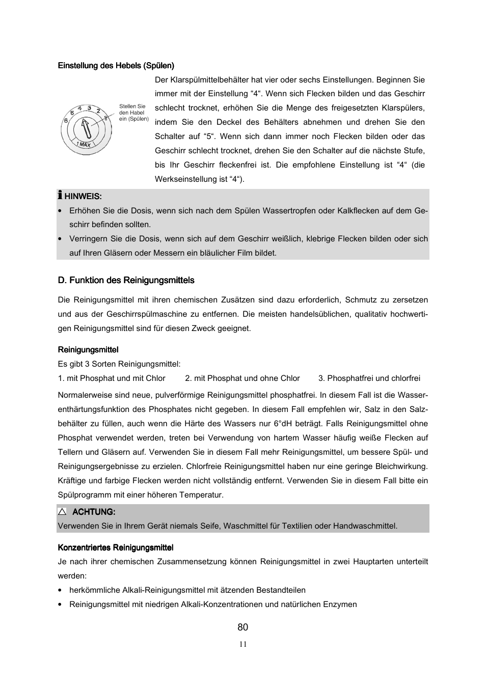 D. funktion des reinigungsmittels | Campomatic DW911ES User Manual | Page 82 / 99