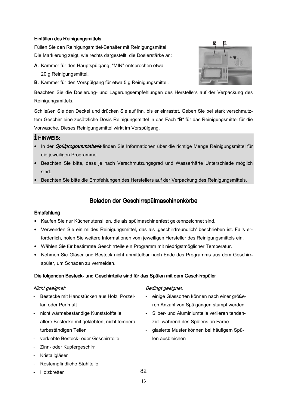 Beladen der geschirrspülmaschinenkörbe | Campomatic DW911ES User Manual | Page 84 / 99