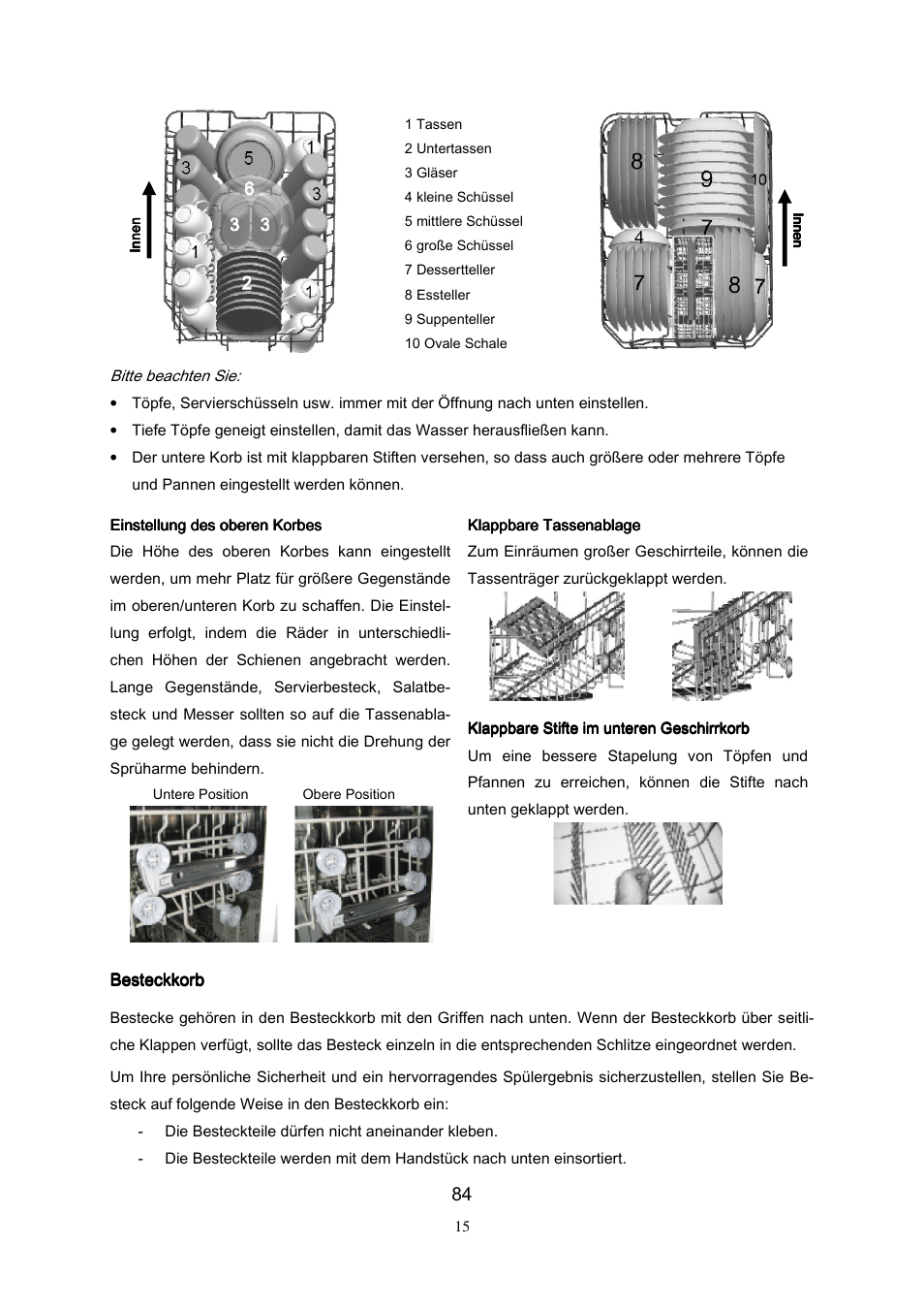 Besteckkorb | Campomatic DW911ES User Manual | Page 86 / 99