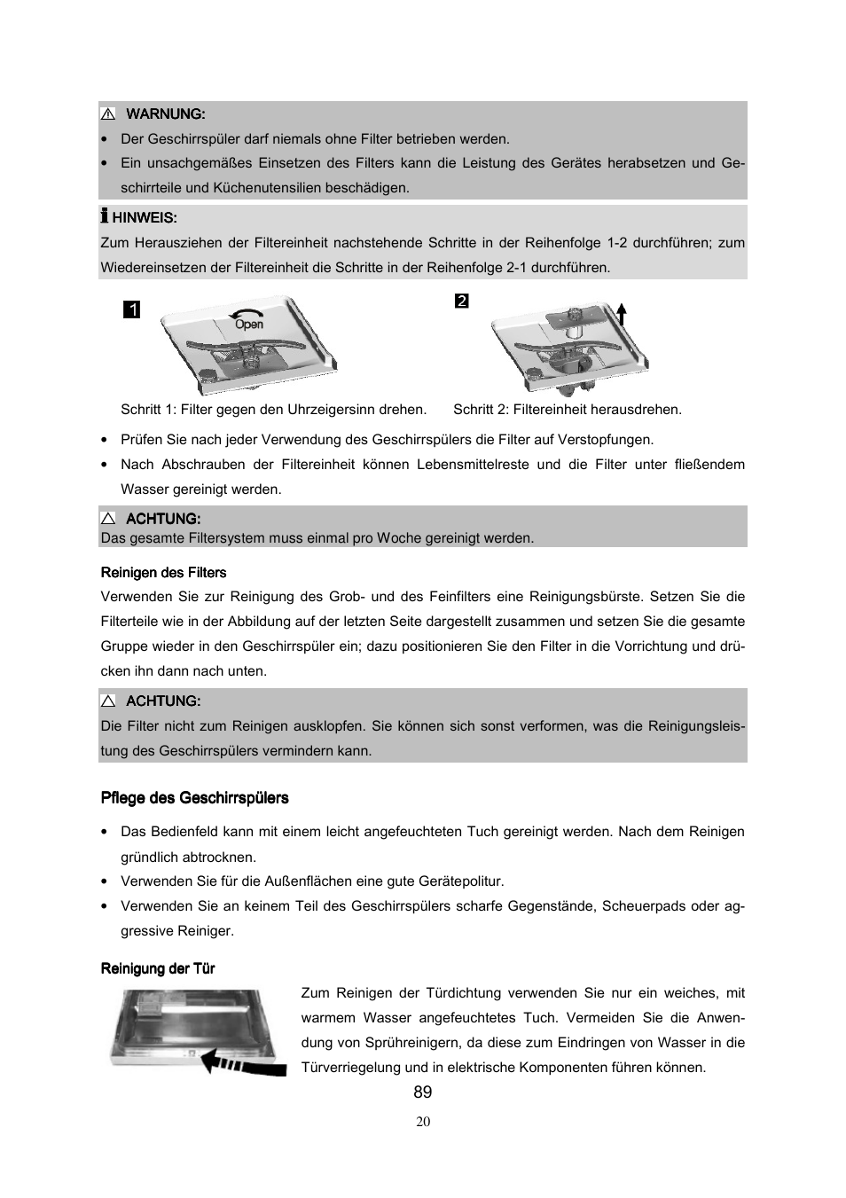 Pflege des geschirrspülers | Campomatic DW911ES User Manual | Page 91 / 99