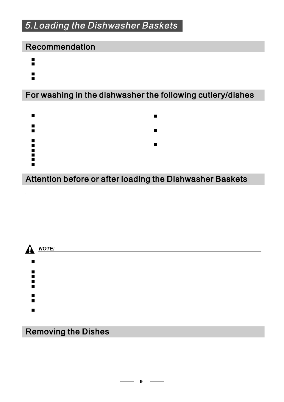 Are not suitable are of limited suitability | Campomatic DW924BI User Manual | Page 12 / 28