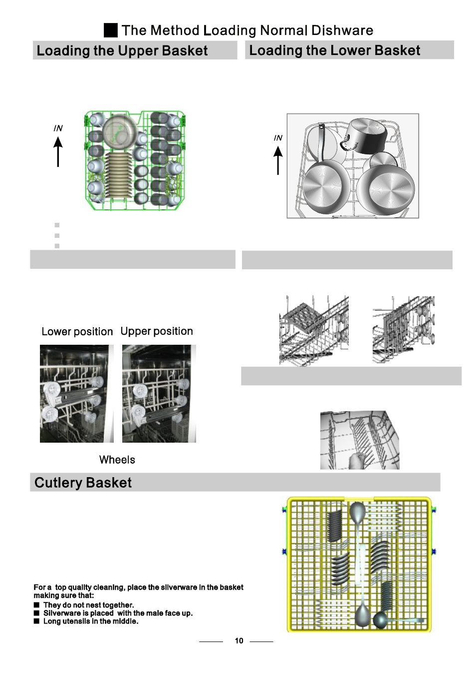 Folding spikes of lower basket, Adjusting the upper basket, Folding back the cup shelives | Campomatic DW924BI User Manual | Page 13 / 28