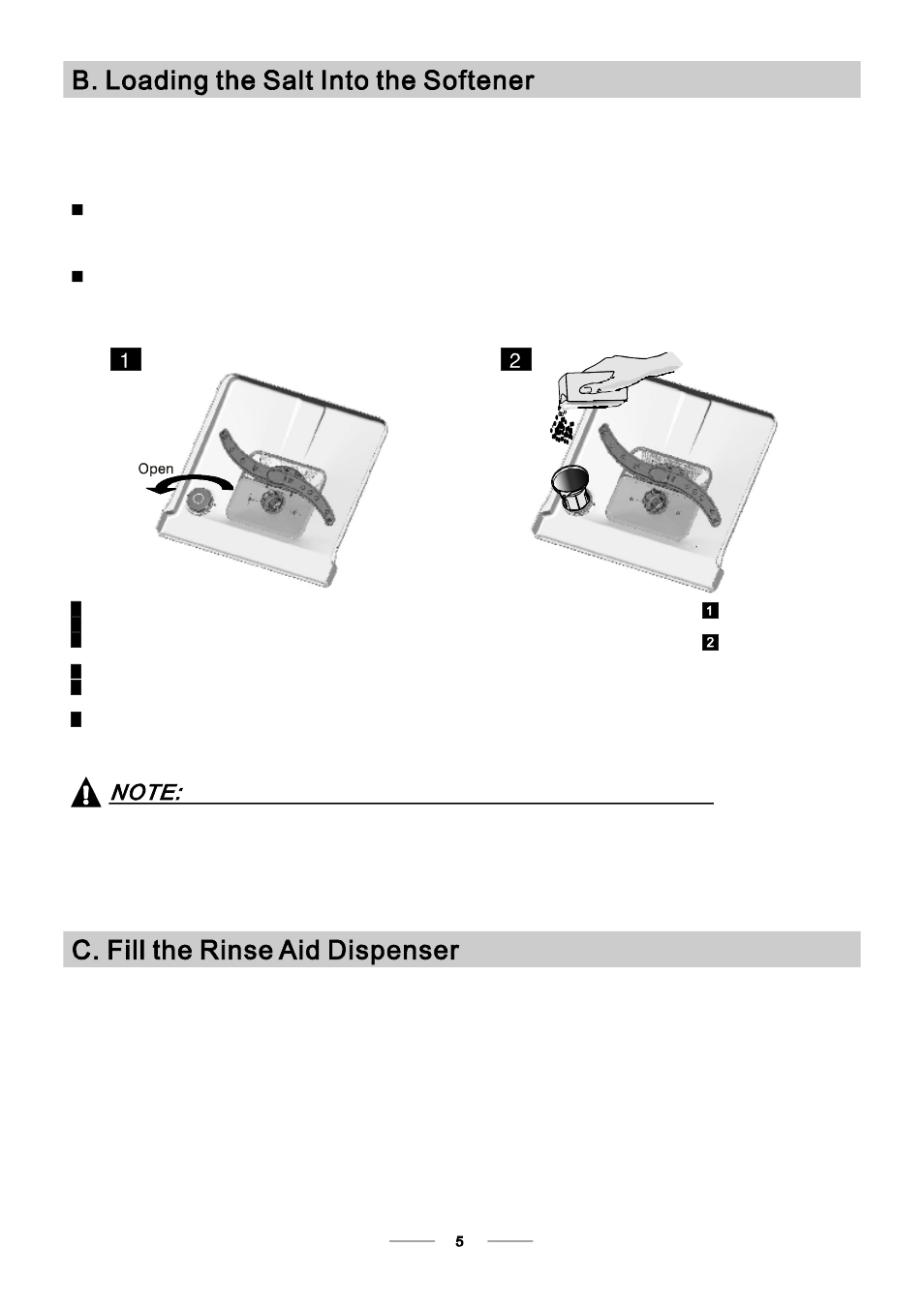 Attention, Rinse aid dispenser function of rinse aid | Campomatic DW924BI User Manual | Page 8 / 28