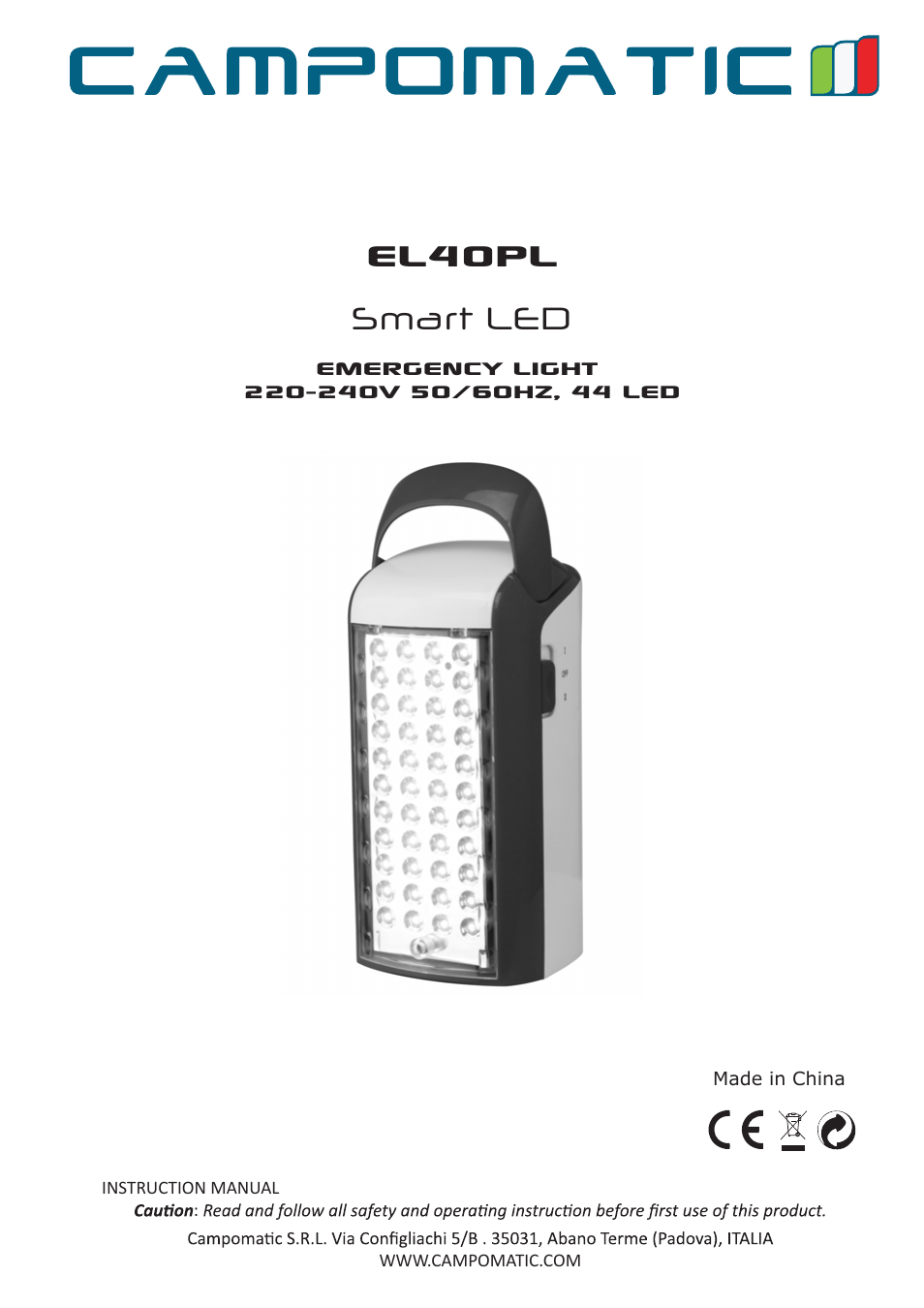 Campomatic EL40PL User Manual | 3 pages