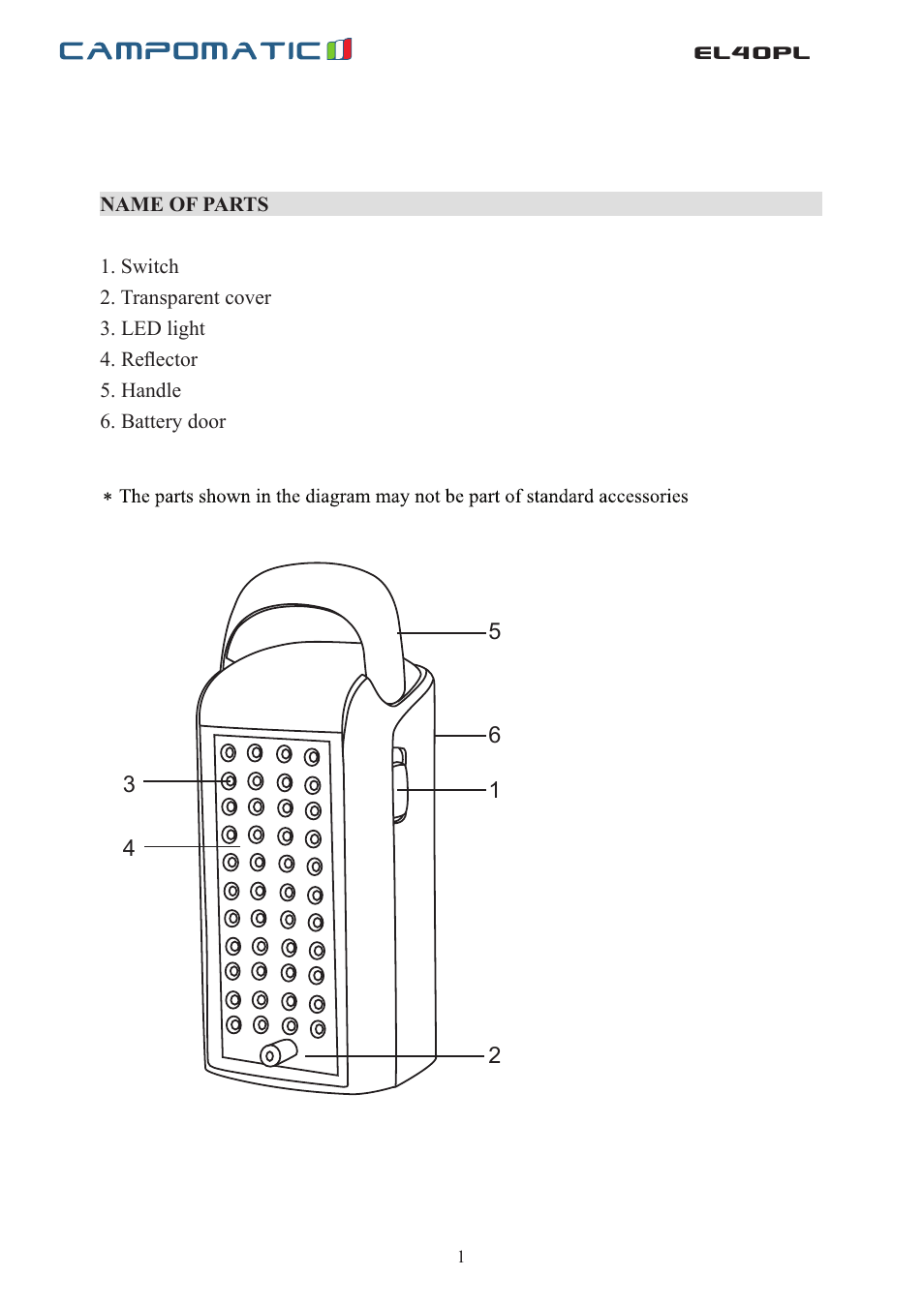 El40pl | Campomatic EL40PL User Manual | Page 2 / 3