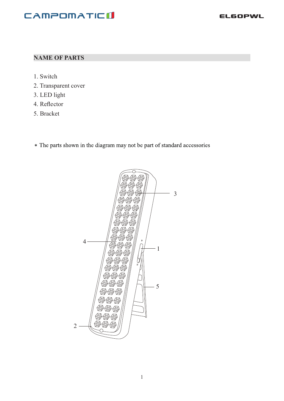 El60pwl | Campomatic EL60PWL User Manual | Page 2 / 3