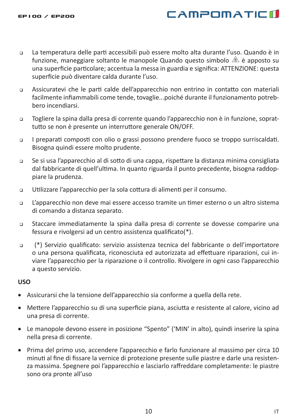 Campomatic EP100 User Manual | Page 10 / 16