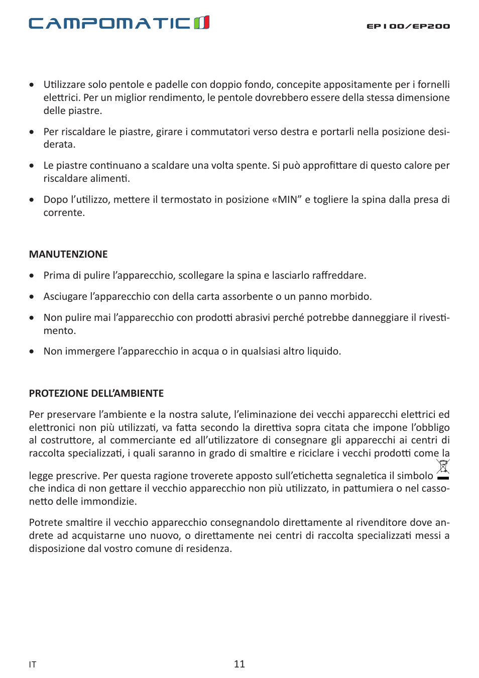 Campomatic EP100 User Manual | Page 11 / 16