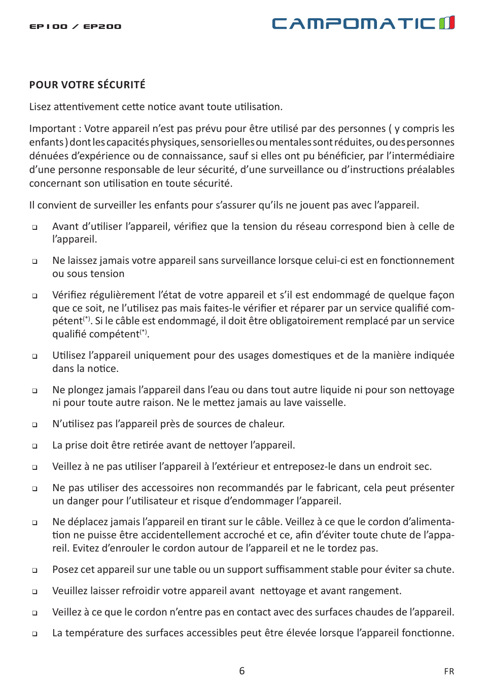 Campomatic EP100 User Manual | Page 6 / 16