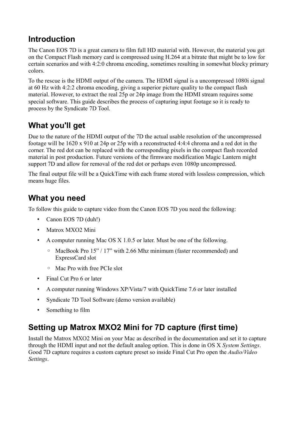 Introduction, What you'll get, What you need | Canon EOS 7D HDMI User Manual | Page 2 / 5