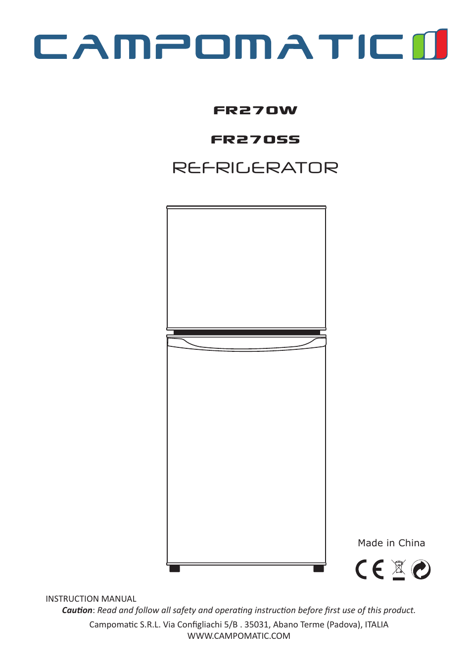 Campomatic FR270W User Manual | 20 pages