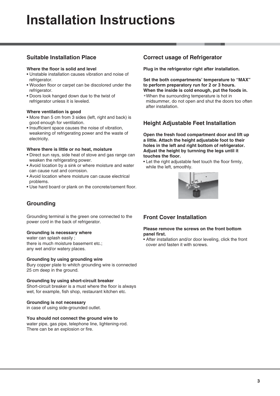 Installation instructions | Campomatic FR770K User Manual | Page 3 / 12