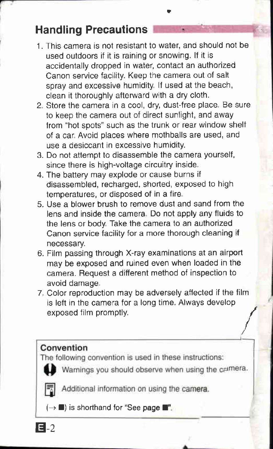 Handling precautions | Canon Z90W User Manual | Page 2 / 59