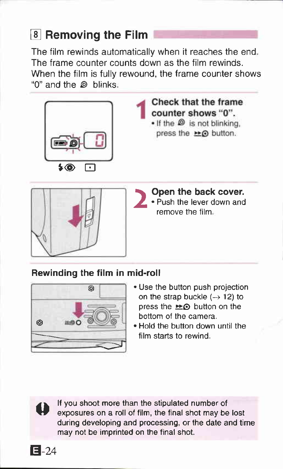 H] removing the film | Canon Z90W User Manual | Page 24 / 59