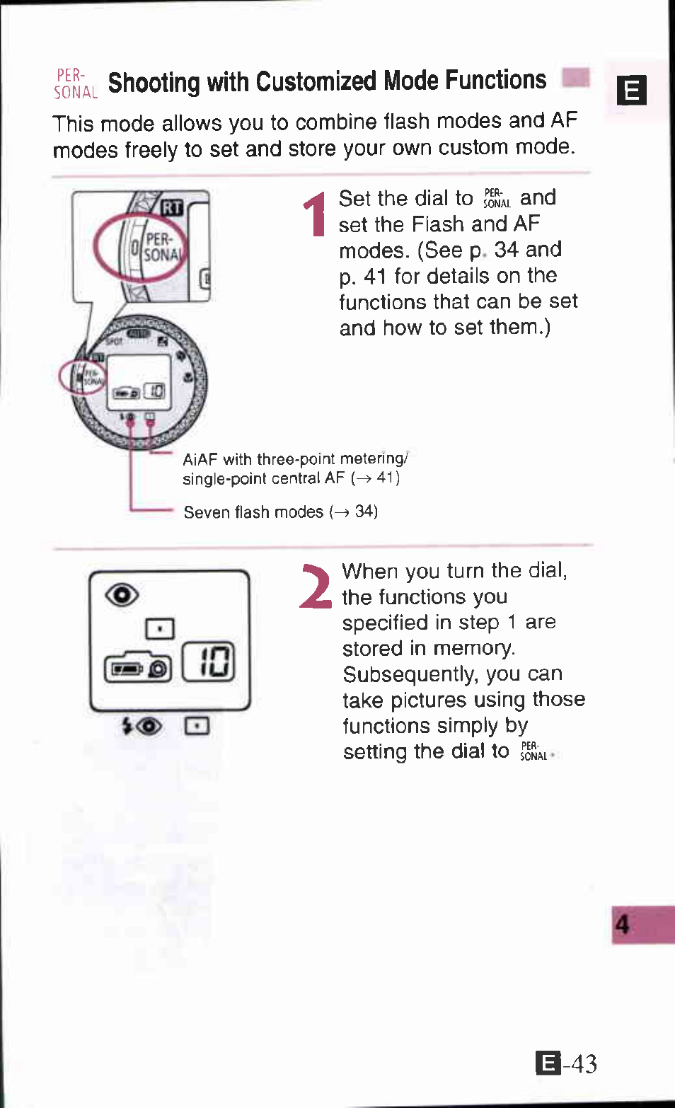 Sonal shooting with customized mode functions | Canon Z90W User Manual | Page 43 / 59