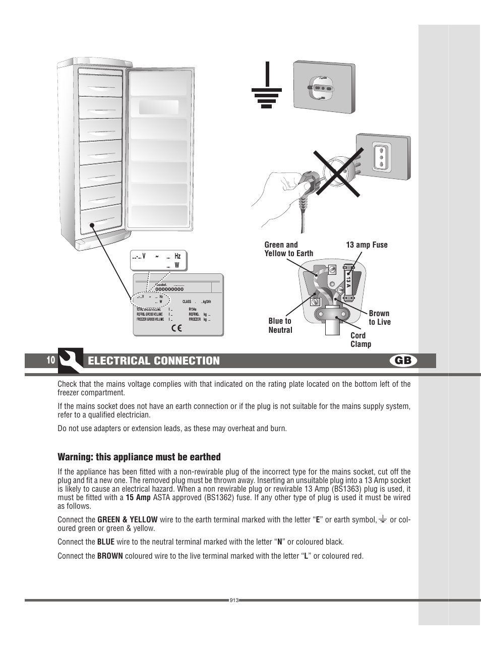 Gb 10, Electrical connection | Campomatic FRZ360N User Manual | Page 10 / 48