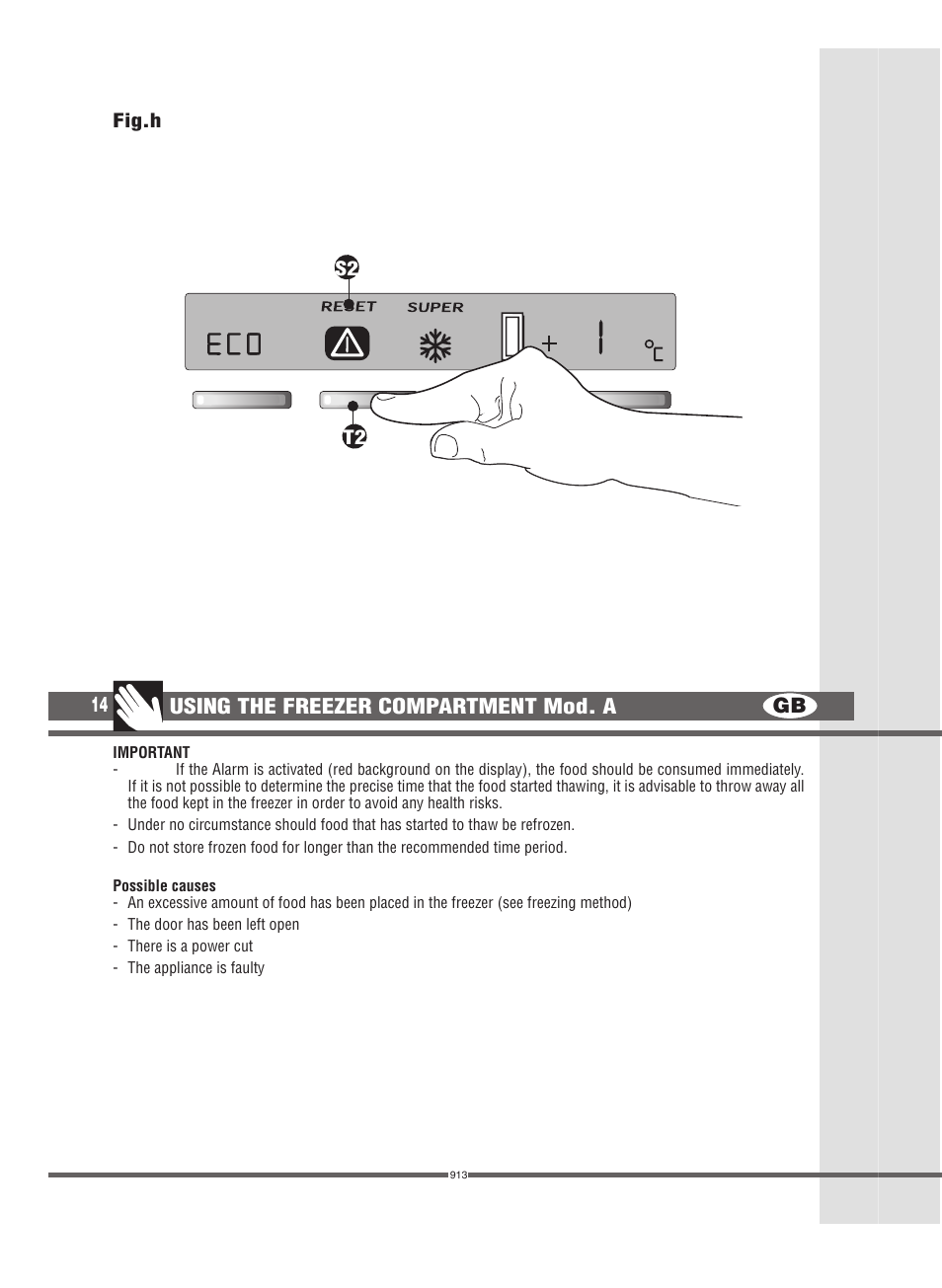 Gb 14, Using the freezer compartment mod. a | Campomatic FRZ360N User Manual | Page 14 / 48