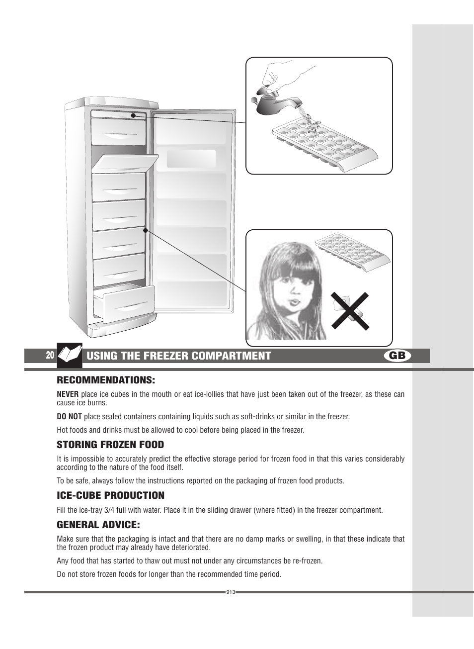 Gb 20, Using the freezer compartment | Campomatic FRZ360N User Manual | Page 20 / 48