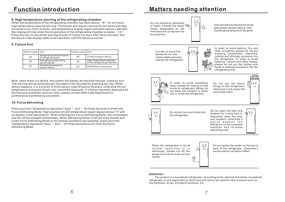 Matters needing attention, Function introduction | Campomatic FRZ505N User Manual | Page 5 / 10