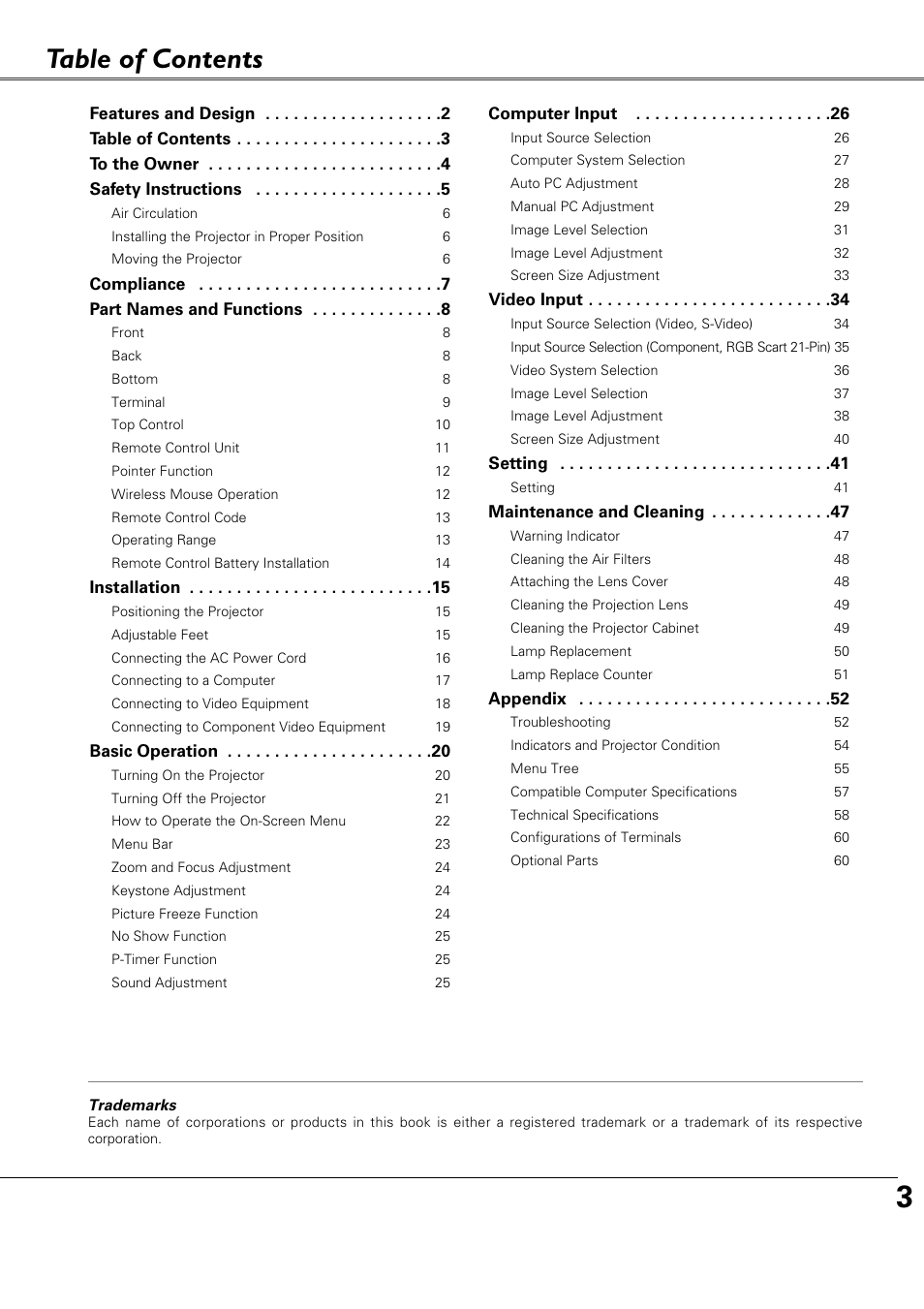 Canon LV-X4 LV-7230 User Manual | Page 3 / 64