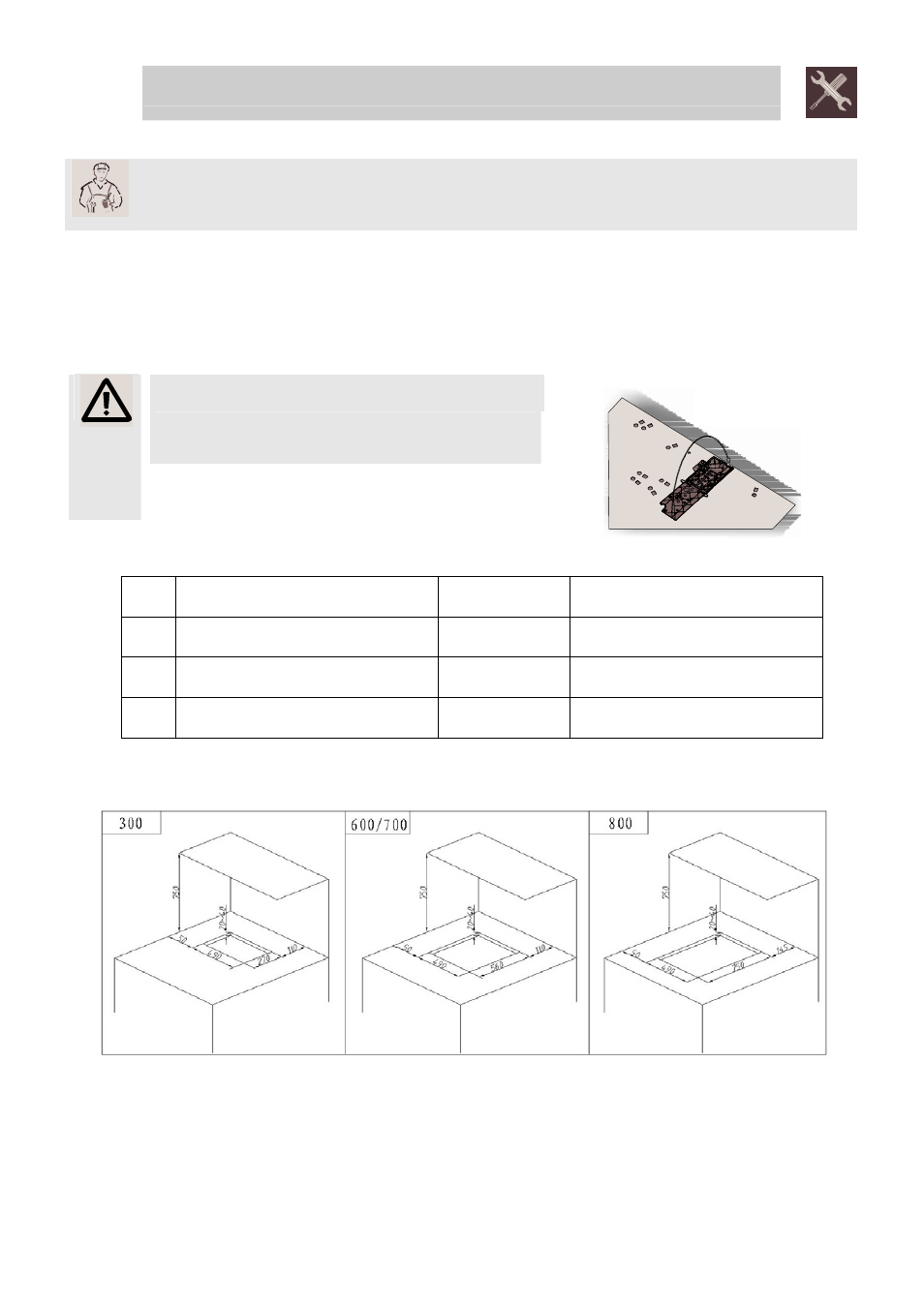 Instructions for the installer, 4 positioning of the hob | Campomatic Hobs Vetro V Series User Manual | Page 16 / 18