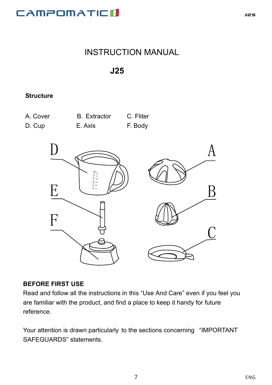 Campomatic J25 User Manual | Page 7 / 26