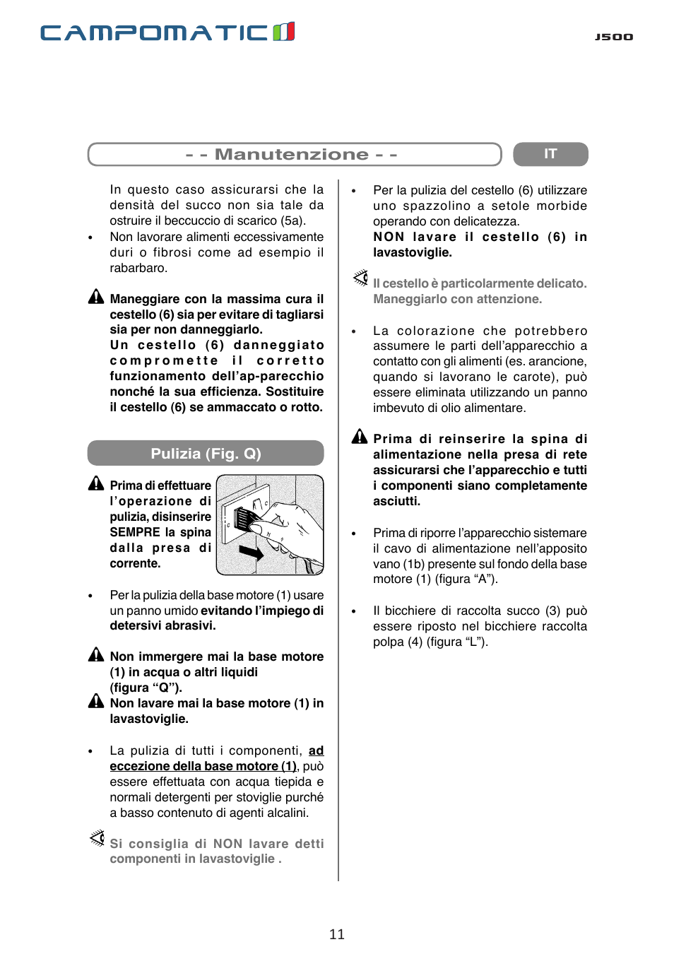 J500 | Campomatic J500 User Manual | Page 11 / 48