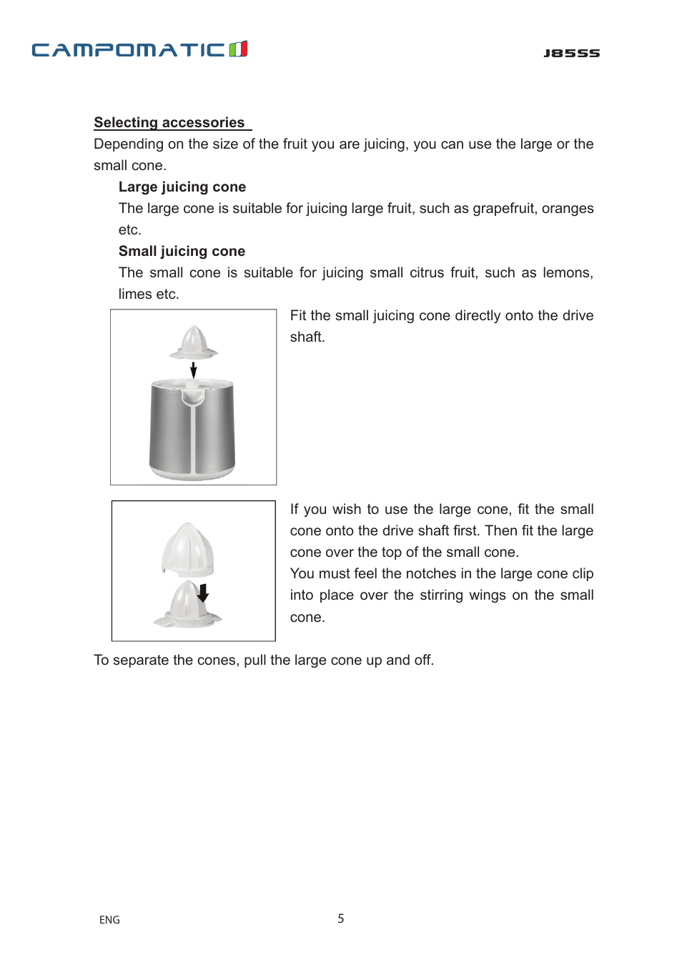 J85ss | Campomatic J85SS User Manual | Page 6 / 12