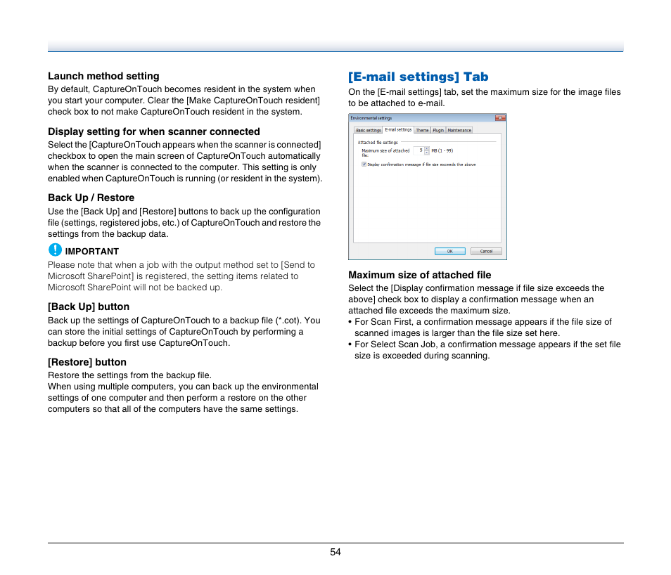 E-mail settings] tab | Canon Image Formula P-215 User Manual | Page 54 / 116